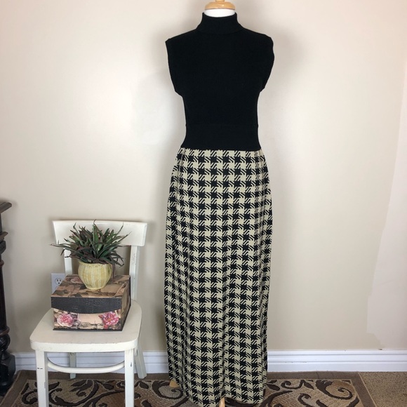 Dresses & Skirts - VTG Houndstooth dress long sleeveless tall sweater